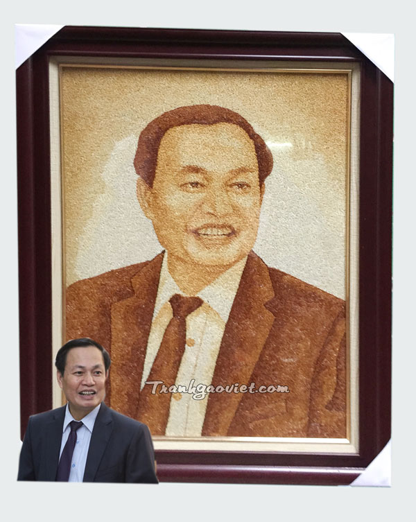 Tranh ch&acirc;n dung được xếp từ hạt gạo l&agrave; m&oacute;n qu&agrave; mộc mạc, &yacute; nghĩa v&agrave; độc đ&aacute;o tặng bạn b&egrave;, đối t&aacute;c hay cấp tr&ecirc;n.