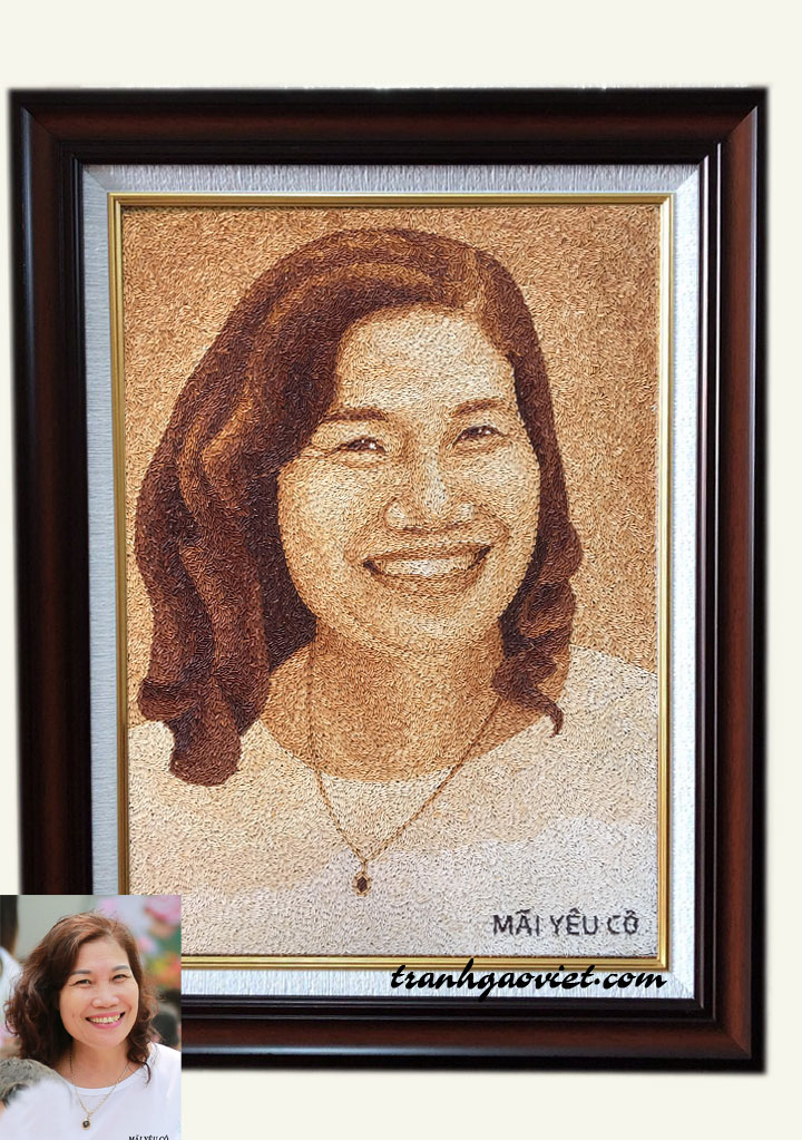 tranh gạo ch&acirc;n dung