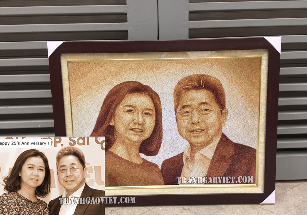 tranh gạo ch&acirc;n dung