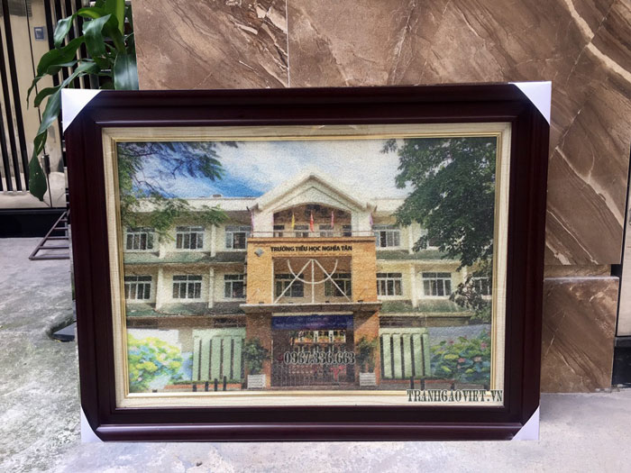 Qu&agrave; tặng nh&agrave; trường - tranh gạo trường tiểu học Nghĩa T&acirc;n