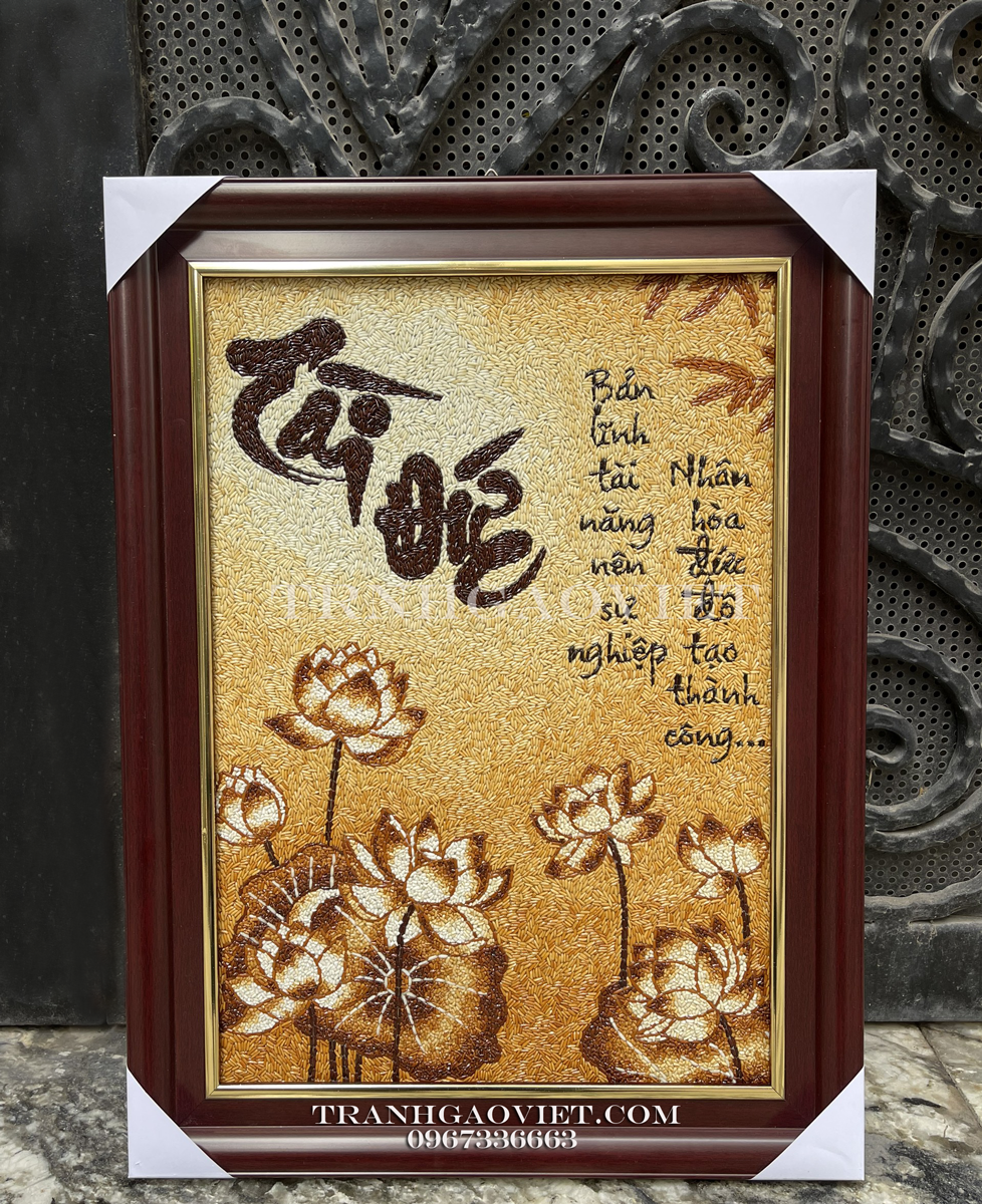 Tranh gạo chữ t&agrave;i dưucs