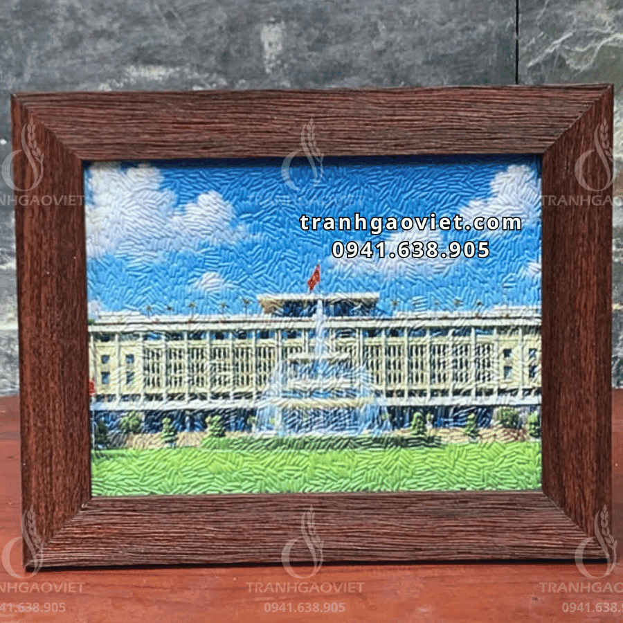 Tranh Gạo M&agrave;u Dinh Độc Lập để b&agrave;n