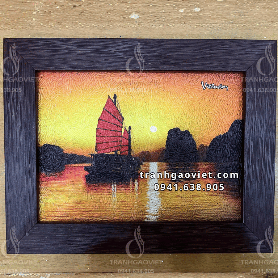 Tranh Gạo M&agrave;u Vịnh Hạ Long để b&agrave;n
