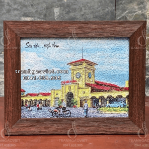 Tranh Gạo Màu Chợ Bến Thành để bàn